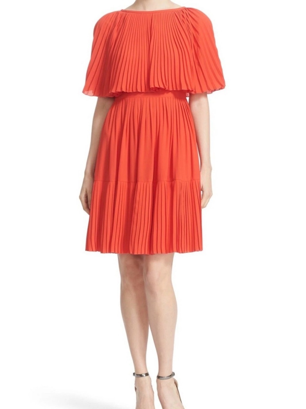 kate spade Coral Pleated Midi Dress